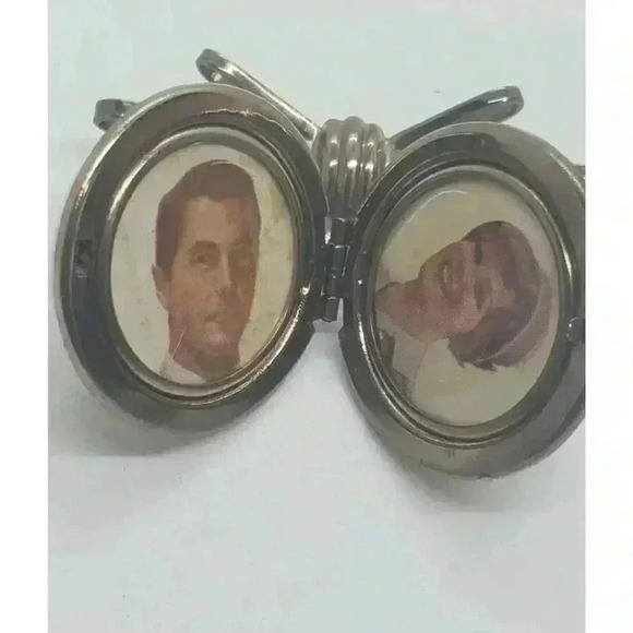 Vintage Brooch Double Locket Guilloche Roses NOS Ball & Ribbon Bow 12k Gold GE - Picture 10 of 10